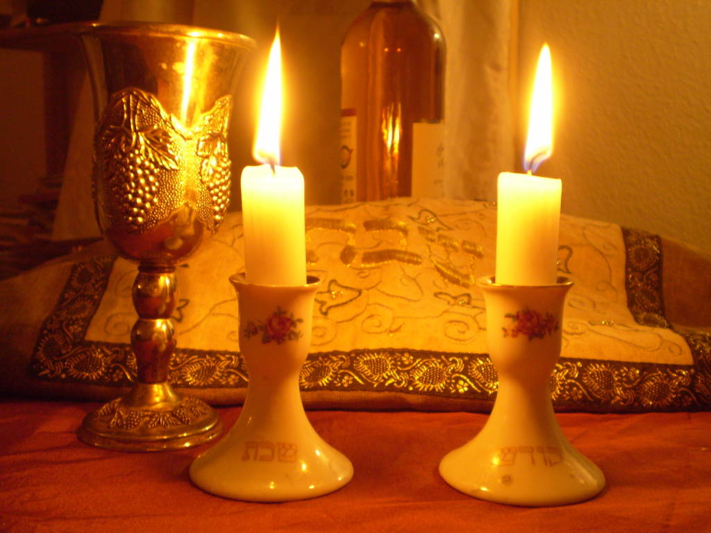 Shabbat candles and Kiddush cup