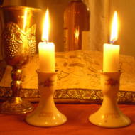 Shabbat candles and Kiddush cup