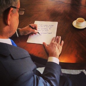 Netanyahu preparing before speech to 68th UN General Assembly Photo: Facebook