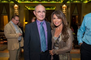 Israel's Minister of Tourism Uzi Landau meets with American singer Paula Abdul at the King David hotel in Jerusalem. (Yonatan Sindel/Flash90)