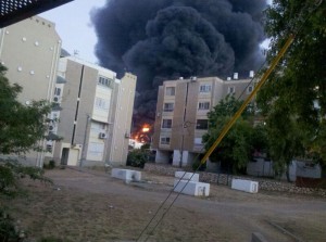 Plumes of smoke in Sderot following a rocket strike in the area. (Photo: IDF)