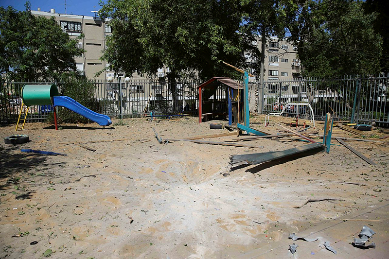 Playground hit by Hamas rockets