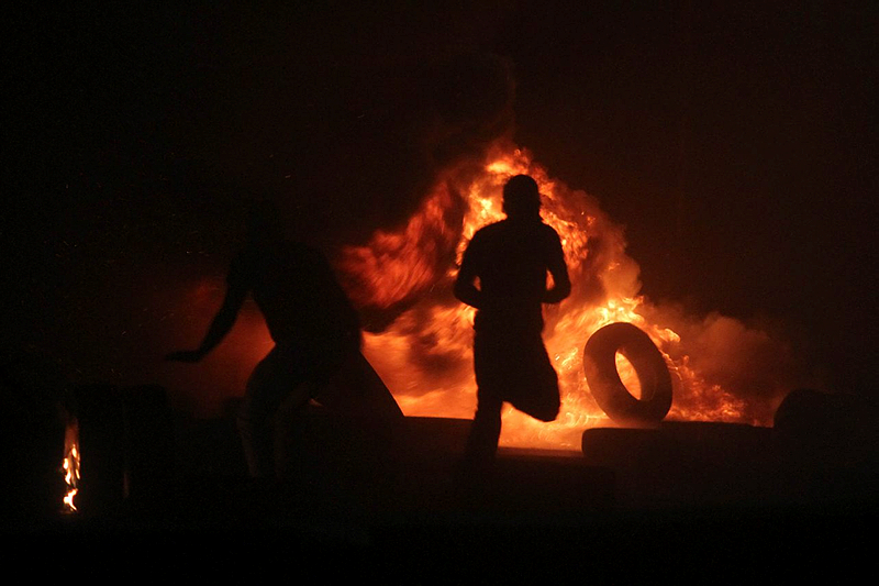 tires burned by Arabs during riots