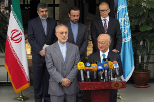 Dr. Ali Akbar Salehi, VP and Chairman, Atomic Energy Organization of Iran (l) with Yukiya Amano, director general, IAEA in Iran, Aug. 2014. (Photo: IAEA)