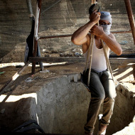 Palestinian worker in Hamas terror tunnel.