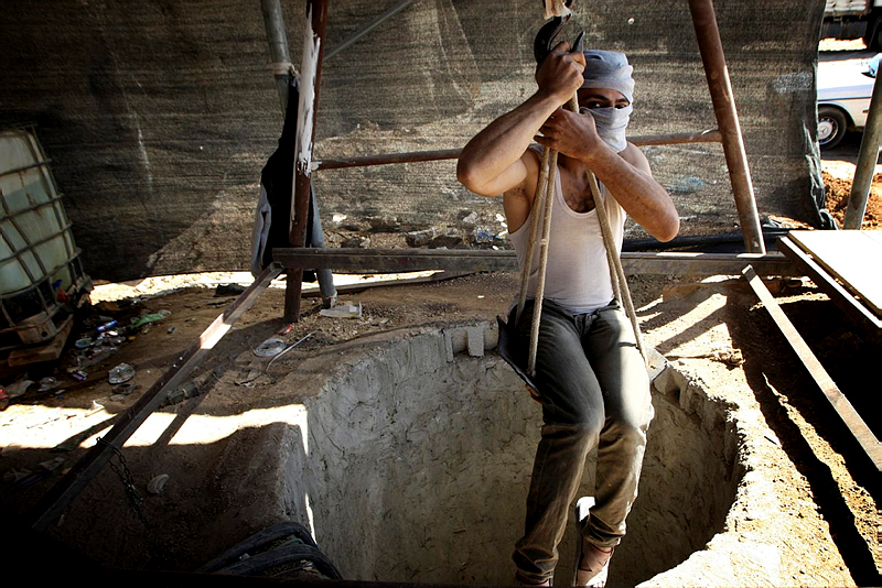 Palestinian worker in Hamas terror tunnel.