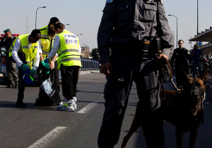Security forces at the scene of the attack. (Photo:  Amir Levy/ Flash90)