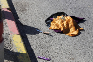 The knife used in the attack. (Photo: Gershon Elinson/Flash90)