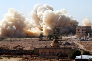 A house is blown up during the Egyptian military operation in Rafah near Gaza on November 20, 2014. (Photo: Abed Rahim Khatib/Flash90)