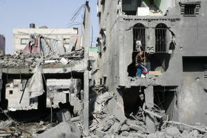 Destruction in Gaza not being repaired because of Hamas. Abed Rahim Khatib/Flash90