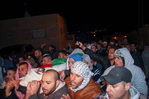 Funeral honoring terrorists Uday and Ghassan Abu Jamal on December 25, 2014. The cousins were responsible for the murder of five people at a Jerusalem synagogue in November. (Photo: Sliman Khader/FLASH90)