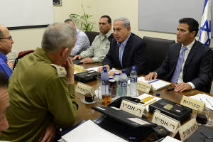 Prime Minister Benjamin Netanyahu at security meeting in Tel Aviv Wednesday evening. (Photo: Kobi Gideon/GPO)