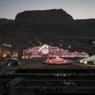 Preparations take place on stage ahead of the Israeli Opera performance at Masada. (Flash 90)