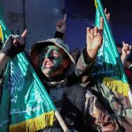 Hamas terrorists on the march in Gaza