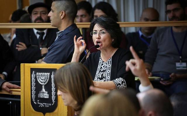 MK Zoabi during the discussion over her disqualification. (Photo: Hadas Parush/Flash90)