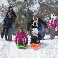 Kids sliding in Jerusalem's Independence Park. (Yonatan Sindel/Flash90)