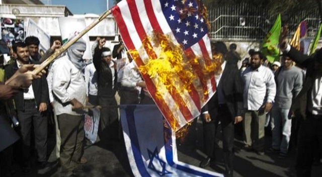 Iran burning flag