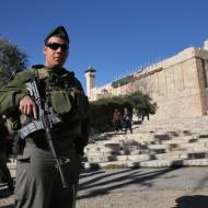 IDF soldier stands guard in Hebron
