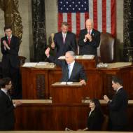 Israeli Prime Minister Benjamin Netanyahu addresses a joint meeting of Congress on March 03, 2015. (Amos Ben Gershom/ GPO)