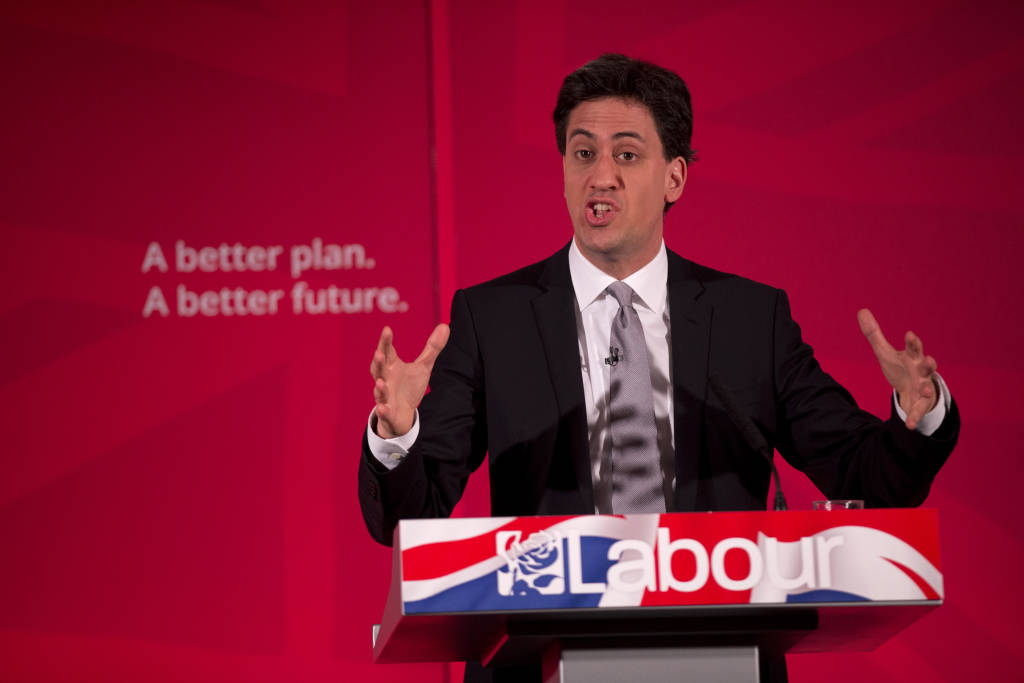 The leader of the Labour Party Ed Miliband speaks during a press conference