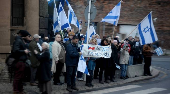 Czech wave the Israeli flag