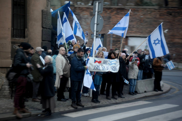 Czech wave the Israeli flag