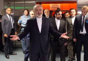 An elated Iranian Foreign Minister Mohammad Javad Zarif.