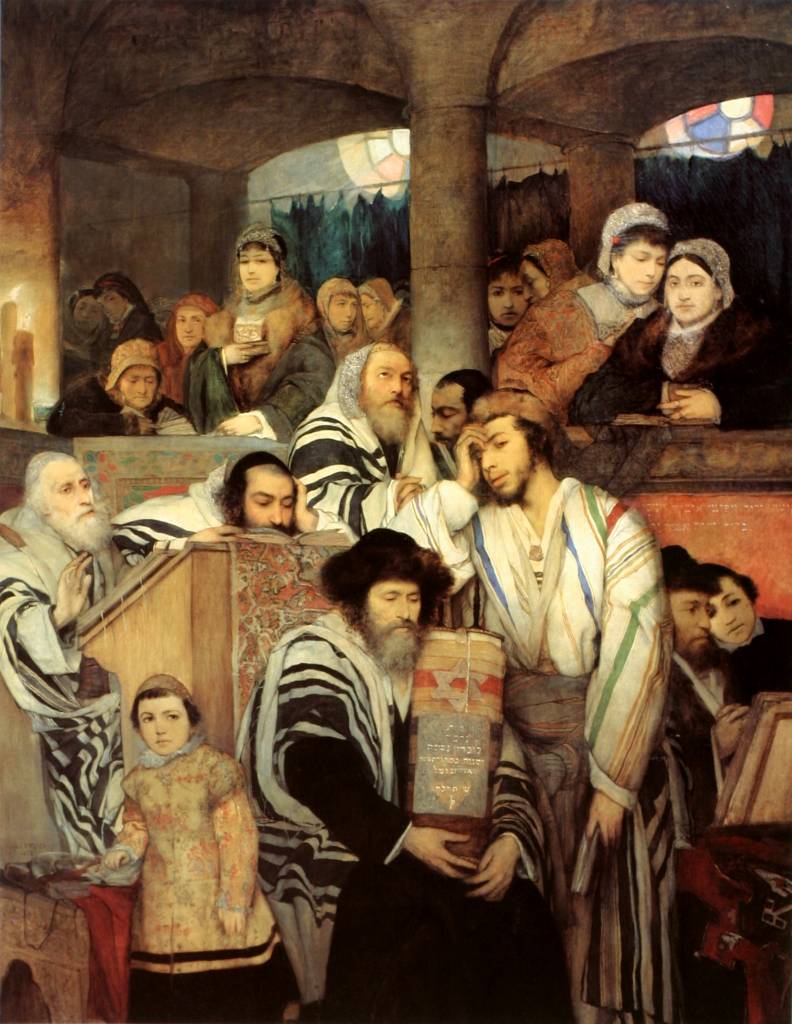 Jews praying on Yom Kippur