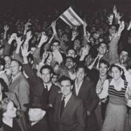 Crowds in Tel Aviv celebrate the UN's vote for partition in 1947.