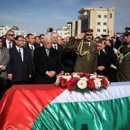 Abbas at funeral of terrorist Ziad Abu Ein