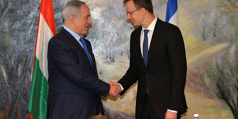Hungarian Foreign Minister Peter Szijjarto and Netanyahu