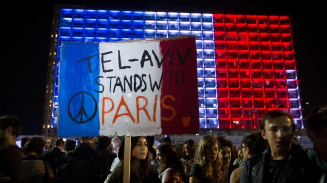 Tel Aviv rally in solidarity with France