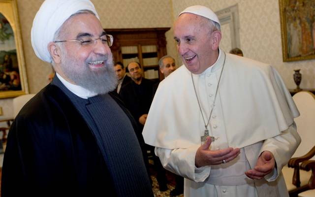 Pope Francis and Iranian President Hassan Rouhani