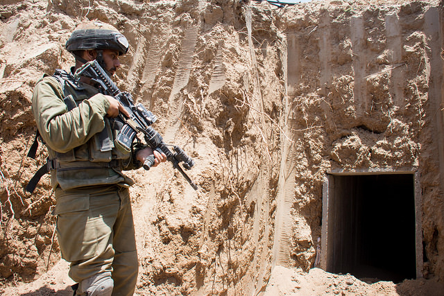 IDF forces expose a terror tunnel during Operation Protective Edge. (IDF)