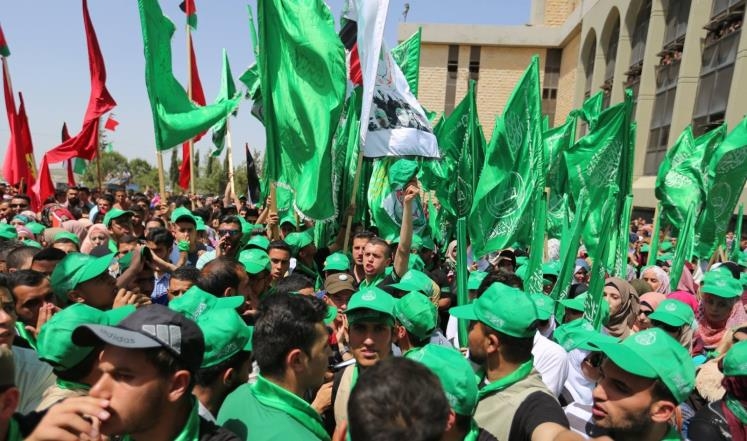 Students at Bir Zeit University celebrating Hamas victory