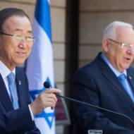 President Reuven Rivlin (R) and UN Secretary General Ban Ki-moon