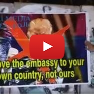 Palestinians burn Trump posters