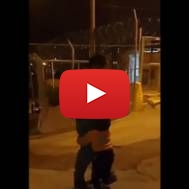 Palestinian child hugs an IDF soldier