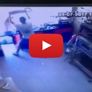 Terrorist neutralized with pizza platter