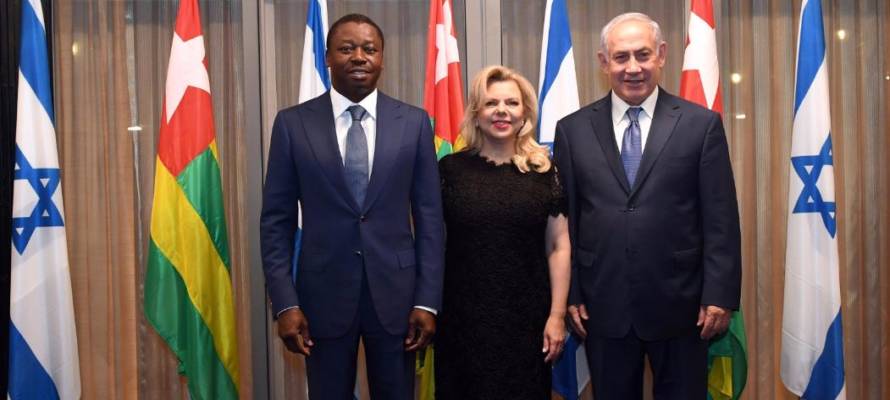 PM Benjamin and Sara Netanyahu and Togo President Faure Gnassingbe