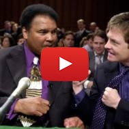 Muhammad Ali and Michael J. Fox at Senate hearing