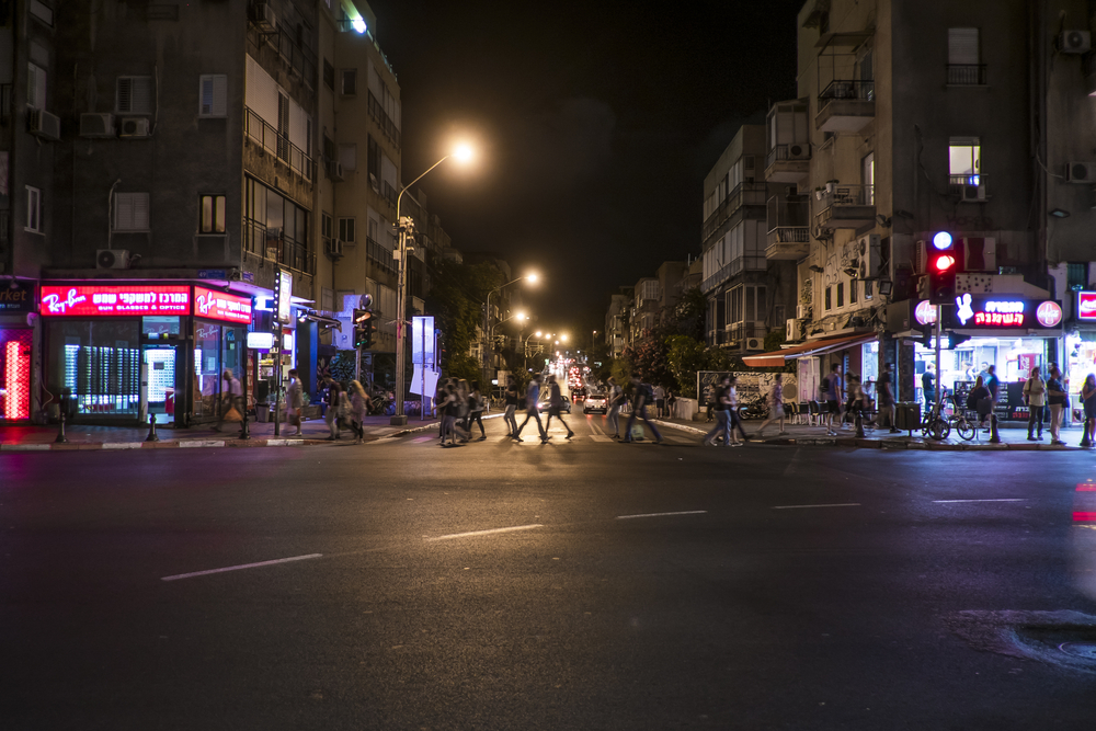 Tel Aviv suburb at night