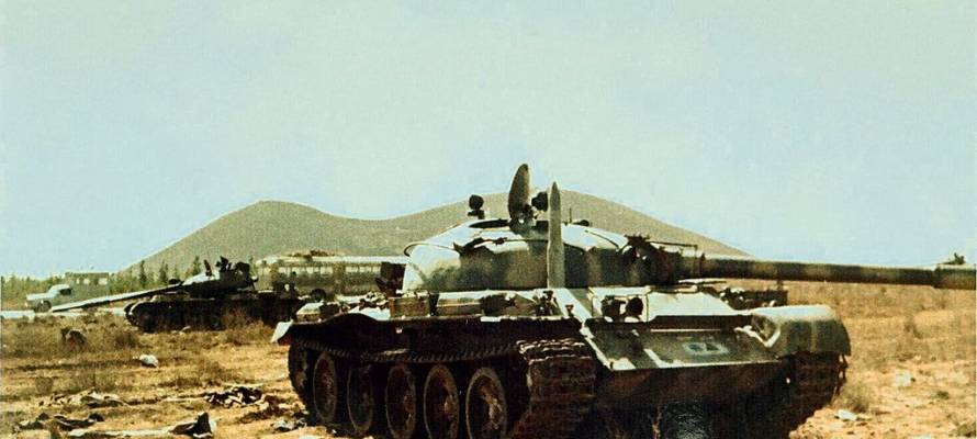 Abandoned Syrian T-62 tanks on the Golan Heights