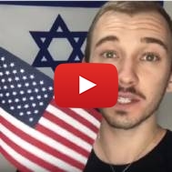 Hanan Naftali with Israeli and US flags