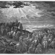 Rendering of Joshua praying for the sun to stand still. (Shutterstock)