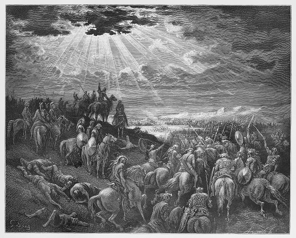 Rendering of Joshua praying for the sun to stand still. (Shutterstock)