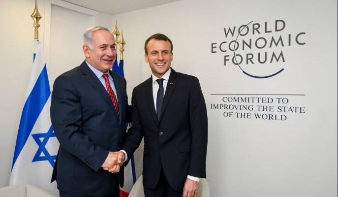 Netanyahu Macron Davos