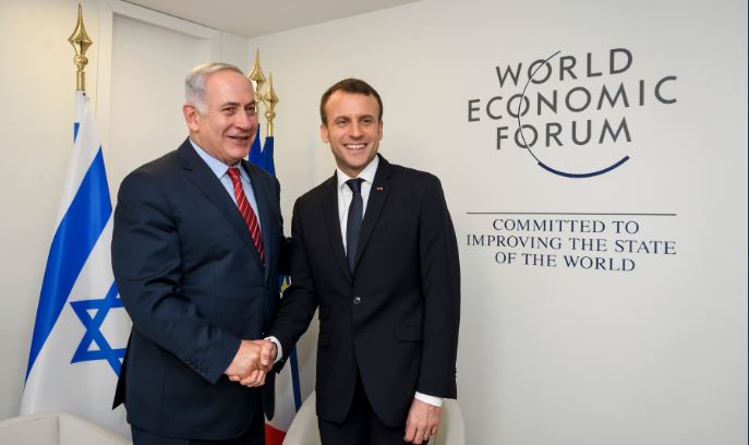 Netanyahu Macron Davos