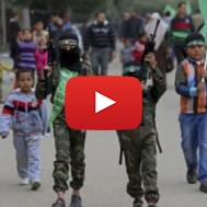 Palestinian children dressed as terrorists. (AP/Adel Hana)
