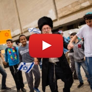 Purim dancing in Israel's capital, Jerusalem (Corinna Kern/Flash90)